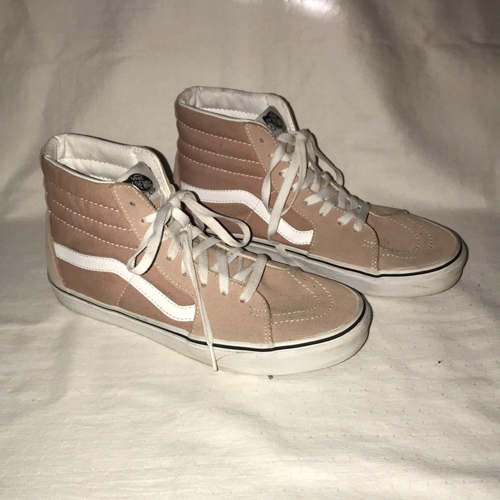 Vans Sk8-Hi Nude/Pink Suede High-Top Sneakers with White Stripe